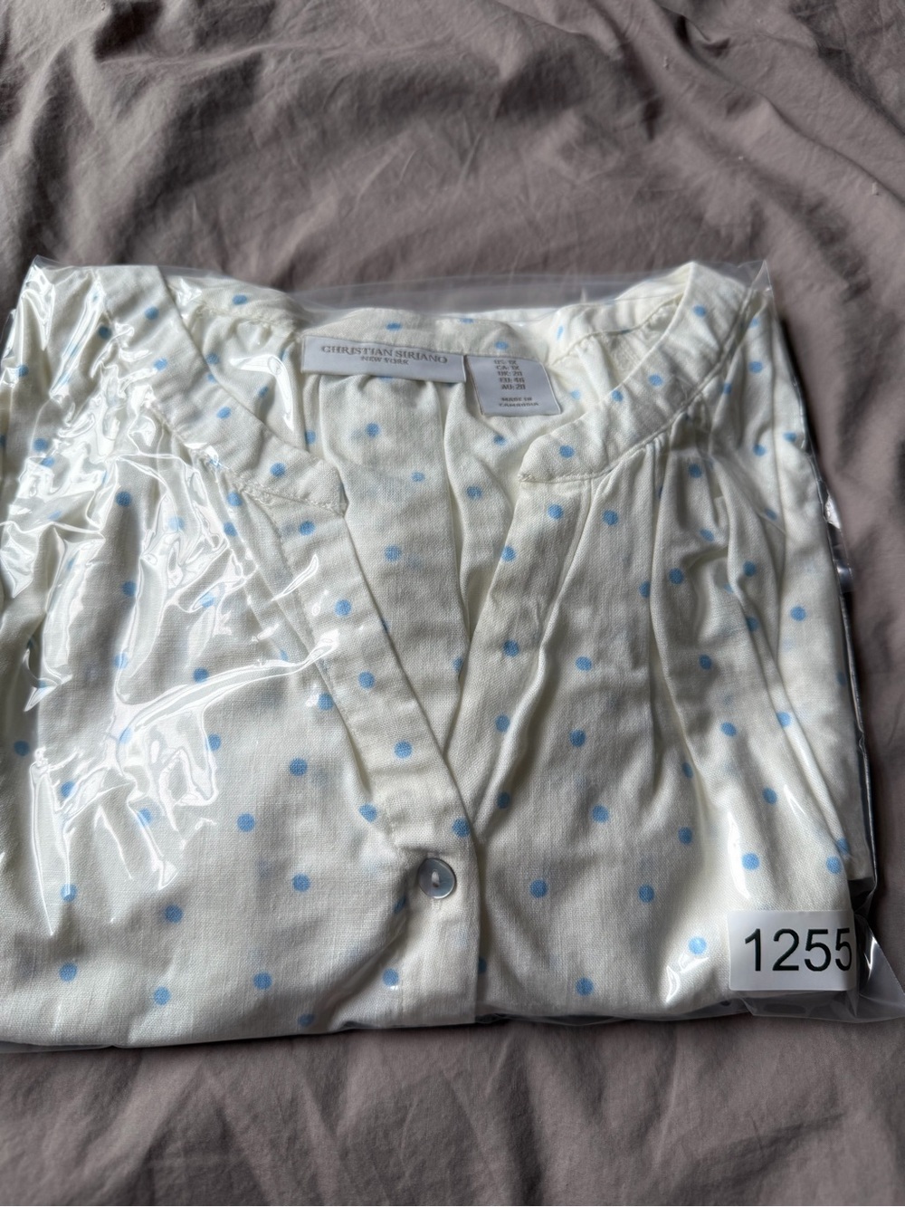Christian Siriano Womens Long Sleeve Linen Blend Blue Polka Dot Blouse Size 1X - Picture 8 of 8